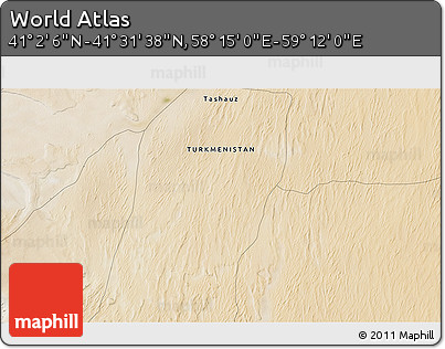 Satellite 3D Map of the Area around 41° 16' 52" N, 58° 43' 30" E