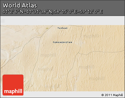 Satellite 3D Map of the Area around 41° 16' 52" N, 58° 43' 30" E