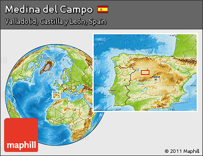 Physical Location Map of Medina Del Campo