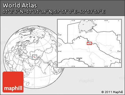 Blank Location Map of the Area around 41° 16' 52" N, 60° 25' 29" E