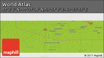 Physical Panoramic Map of the Area around 41° 16' 52" N, 60° 25' 29" E