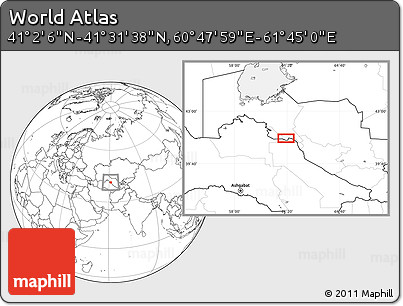 Blank Location Map of the Area around 41° 16' 52" N, 61° 16' 29" E