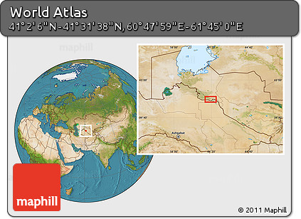 Satellite Location Map of the Area around 41° 16' 52" N, 61° 16' 29" E