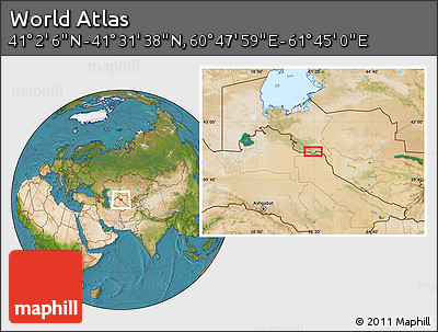 Satellite Location Map of the Area around 41° 16' 52" N, 61° 16' 29" E