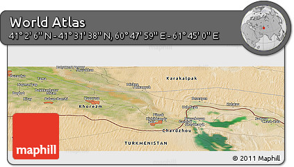 Satellite Panoramic Map of the Area around 41° 16' 52" N, 61° 16' 29" E