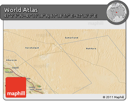 Satellite 3D Map of the Area around 41° 16' 52" N, 62° 7' 30" E