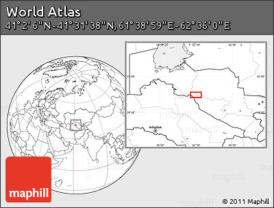 Blank Location Map of the Area around 41° 16' 52" N, 62° 7' 30" E