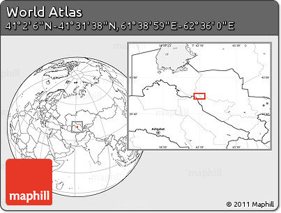 Blank Location Map of the Area around 41° 16' 52" N, 62° 7' 30" E