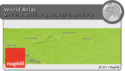 Physical Panoramic Map of the Area around 41° 16' 52" N, 62° 7' 30" E