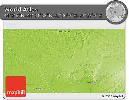 Physical 3D Map of the Area around 41° 16' 52" N, 62° 58' 30" E