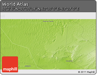 Physical 3D Map of the Area around 41° 16' 52" N, 62° 58' 30" E