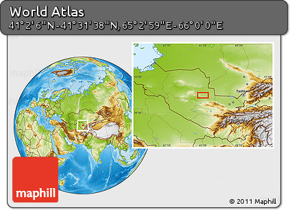 Physical Location Map of the Area around 41° 16' 52" N, 65° 31' 30" E