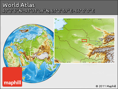 Physical Location Map of the Area around 41° 16' 52" N, 65° 31' 30" E