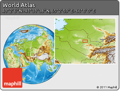 Physical Location Map of the Area around 41° 16' 52" N, 65° 31' 30" E