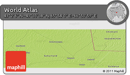 Physical Panoramic Map of the Area around 41° 16' 52" N, 66° 22' 30" E