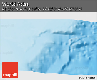 Shaded Relief 3D Map of the Area around 41° 16' 52" N, 66° 13' 29" W