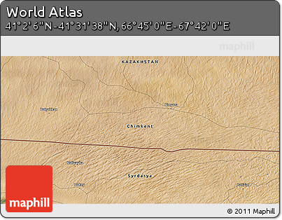 Satellite 3D Map of the Area around 41° 16' 52" N, 67° 13' 29" E