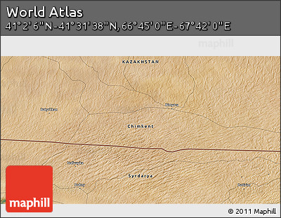 Satellite 3D Map of the Area around 41° 16' 52" N, 67° 13' 29" E