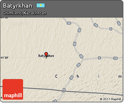 Shaded Relief Map of Batyrkhan