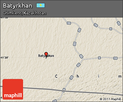 Shaded Relief Map of Batyrkhan