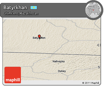Shaded Relief Panoramic Map of Batyrkhan