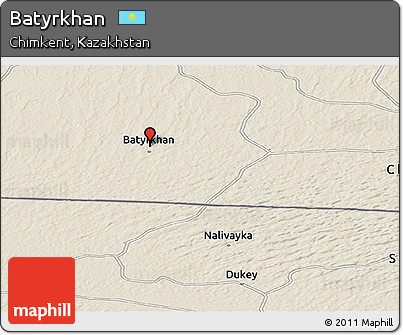 Shaded Relief Panoramic Map of Batyrkhan