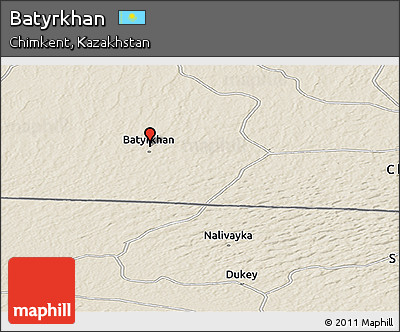 Shaded Relief Panoramic Map of Batyrkhan