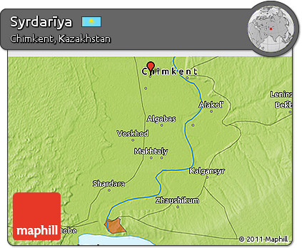 Physical 3D Map of Syrdarīya