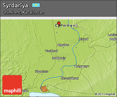 Physical 3D Map of Syrdarīya