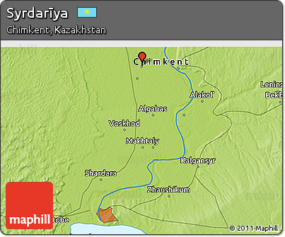 Physical 3D Map of Syrdarīya