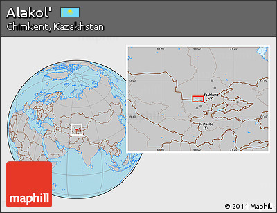 Gray Location Map of Alakol'