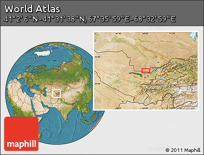 Satellite Location Map of the Area around 41° 16' 52" N, 68° 4' 29" E