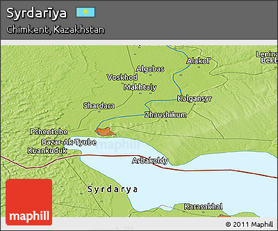 Physical Panoramic Map of Syrdarīya