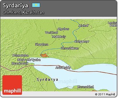 Physical Panoramic Map of Syrdarīya