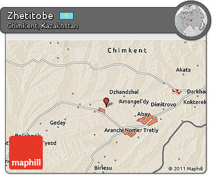 Shaded Relief 3D Map of Zhetitobe