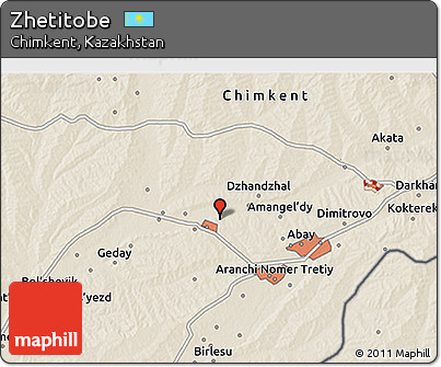 Shaded Relief 3D Map of Zhetitobe