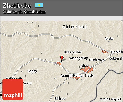 Shaded Relief 3D Map of Zhetitobe