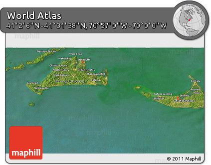 Satellite 3D Map of the Area around 41° 16' 52" N, 70° 28' 29" W