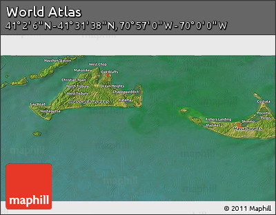 Satellite 3D Map of the Area around 41° 16' 52" N, 70° 28' 29" W