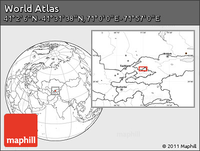 Blank Location Map of the Area around 41° 16' 52" N, 71° 28' 29" E