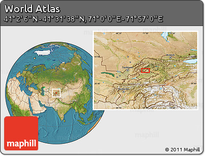 Satellite Location Map of the Area around 41° 16' 52" N, 71° 28' 29" E