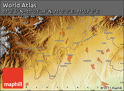 Physical Map of the Area around 41° 16' 52" N, 71° 28' 29" E