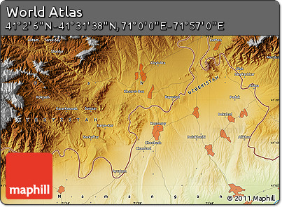 Physical Map of the Area around 41° 16' 52" N, 71° 28' 29" E