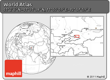 Blank Location Map of the Area around 41° 16' 52" N, 72° 19' 29" E