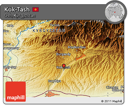 Physical Panoramic Map of Kök-Tash
