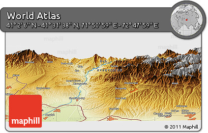 Physical Panoramic Map of the Area around 41° 16' 52" N, 72° 19' 29" E