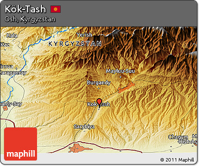 Physical Panoramic Map of Kök-Tash