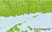 Physical Map of the area around 41° 16' 52" N, 72° 10' 30" W