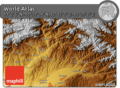 Physical Map of the Area around 41° 16' 52" N, 73° 10' 30" E