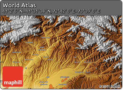 Physical Map of the Area around 41° 16' 52" N, 73° 10' 30" E